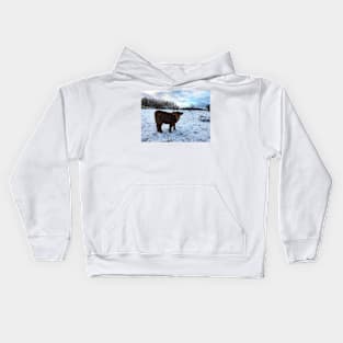 Scottish Highland Cattle Calf 1606 Kids Hoodie